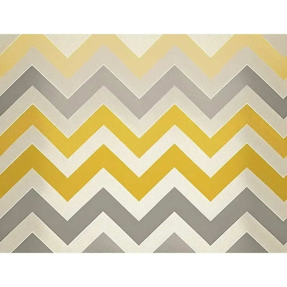 Yellow Silver Zigzag Shower Curtain